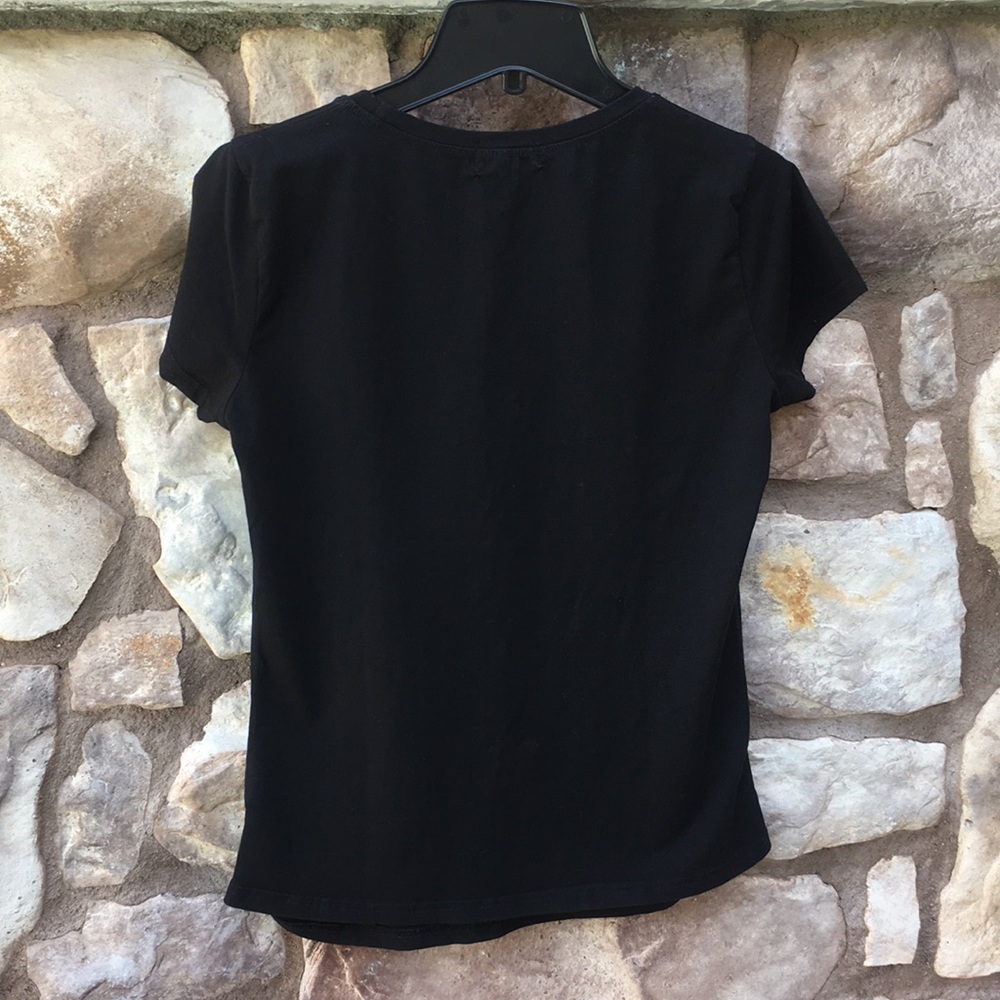 Anna Sui Short Sleeve Orange Flower Black T-shirt size Small Medium - Picture 6 of 10
